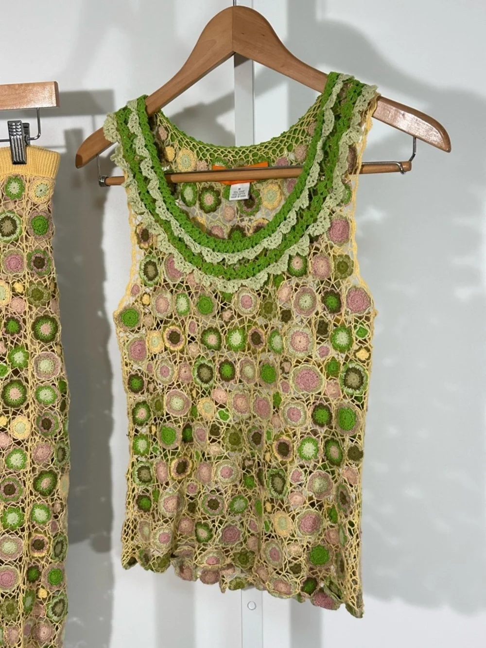 Cynthia Cynthia Steffe Crochet Skirt Green Floral 2pc Y2K Boho Festival Set S/M